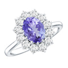 Genuine 1.3 Carat Oval Cut Tanzanite Huge Engagement Ring in Silver AAA 92.5 Sterling Silver - Rosec Jewels