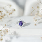Genuine 1.3 Carat Oval Cut Tanzanite Huge Engagement Ring in Silver AAA 92.5 Sterling Silver - Rosec Jewels