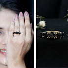 Rosec Jewels-Oval Shaped Black Onyx 5 Stone Anniversary Ring