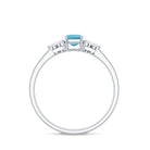 Aquamarine Emerald Cut Engagement Ring with Diamond Trio AAA - Rosec Jewels