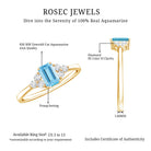 Aquamarine Emerald Cut Engagement Ring with Diamond Trio AAA - Rosec Jewels