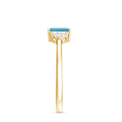 Aquamarine Emerald Cut Engagement Ring with Diamond Trio AAA - Rosec Jewels