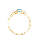 Aquamarine Emerald Cut Engagement Ring with Diamond Trio AAA - Rosec Jewels