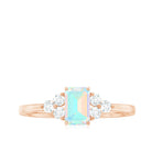Octagon Cut Ethiopian Opal Solitaire Ring with Diamond Trio Ethiopian Opal - ( AAA ) - Quality - Rosec Jewels