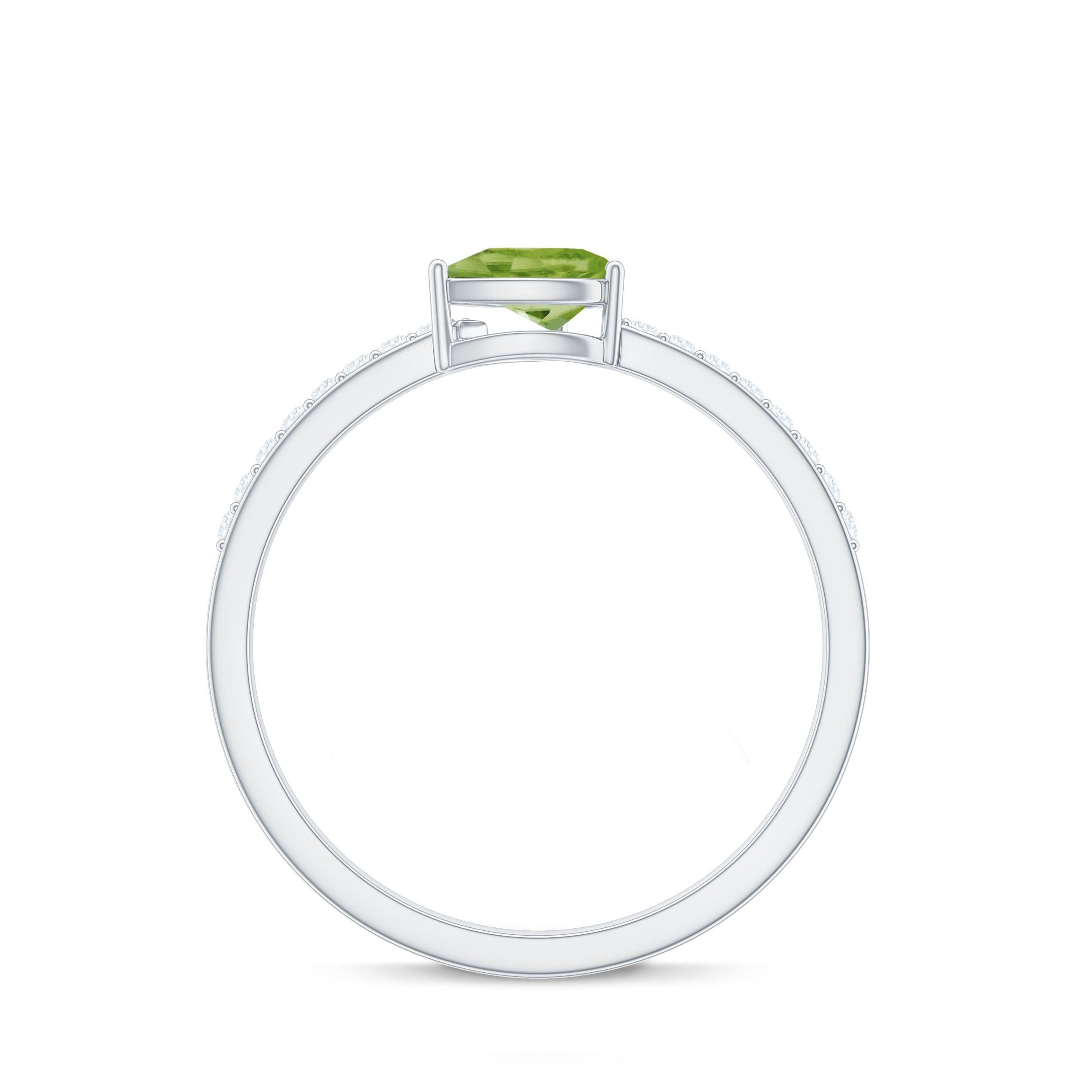 Natural 1 Carat Pear Shape Peridot Engagement Ring with Diamond AAA - Rosec Jewels