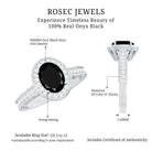 Rosec Jewels-Vintage Inspired Black Onyx Oval Engagement Ring with Diamond Halo