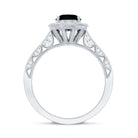 Rosec Jewels-Vintage Inspired Black Onyx Oval Engagement Ring with Diamond Halo