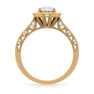 1.50 CT Moonstone and Diamond Engagement Ring with Milgrain Details AAA - Rosec Jewels