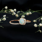 Real Ethiopian Opal Engagement Ring with Moissanite Wedding Band AAA - Rosec Jewels