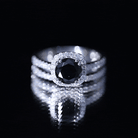 Rosec Jewels-Natural Black Spinel Wedding Bridal Ring Set with Moissanite