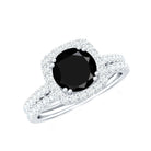 Rosec Jewels-Natural Black Spinel Wedding Bridal Ring Set with Moissanite