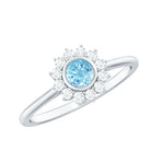 Rosec Jewels-Real Round Aquamarine and Diamond Halo Promise Ring