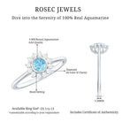 Rosec Jewels-Real Round Aquamarine and Diamond Halo Promise Ring