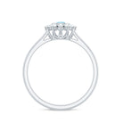 Rosec Jewels-Real Round Aquamarine and Diamond Halo Promise Ring