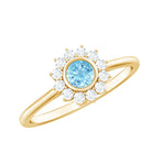 Rosec Jewels-Real Round Aquamarine and Diamond Halo Promise Ring