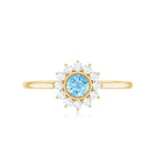 Rosec Jewels-Real Round Aquamarine and Diamond Halo Promise Ring