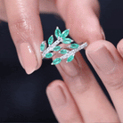 2.25 CT Marquise Emerald Leaf Wrap Ring with Diamond in Prong Setting Emerald - ( AAA ) - Quality - Rosec Jewels