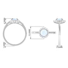 3/4 CT Natural Moonstone Engagement Ring with Diamond Accent AAA - Rosec Jewels