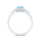 Rosec Jewels-Natural 6MM Aquamarine Halo Engagement Ring with Diamond