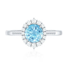 Rosec Jewels-Natural 6MM Aquamarine Halo Engagement Ring with Diamond
