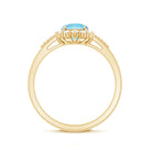Rosec Jewels-Natural 6MM Aquamarine Halo Engagement Ring with Diamond