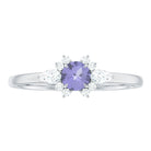 Real Tanzanite Promise Ring with Diamond AAA - Rosec Jewels