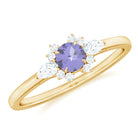 Real Tanzanite Promise Ring with Diamond AAA - Rosec Jewels