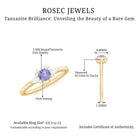 Real Tanzanite Promise Ring with Diamond AAA - Rosec Jewels
