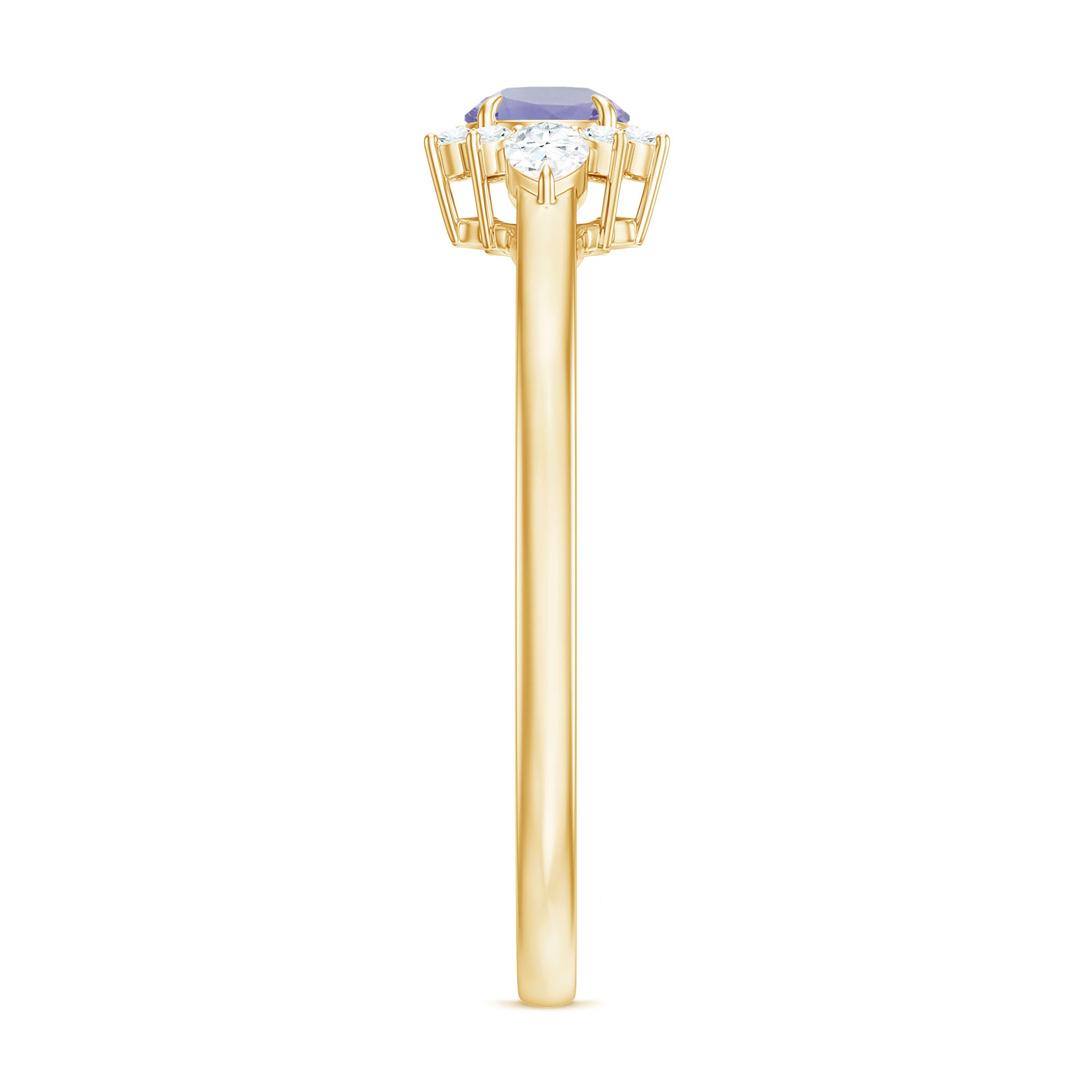Real Tanzanite Promise Ring with Diamond AAA - Rosec Jewels