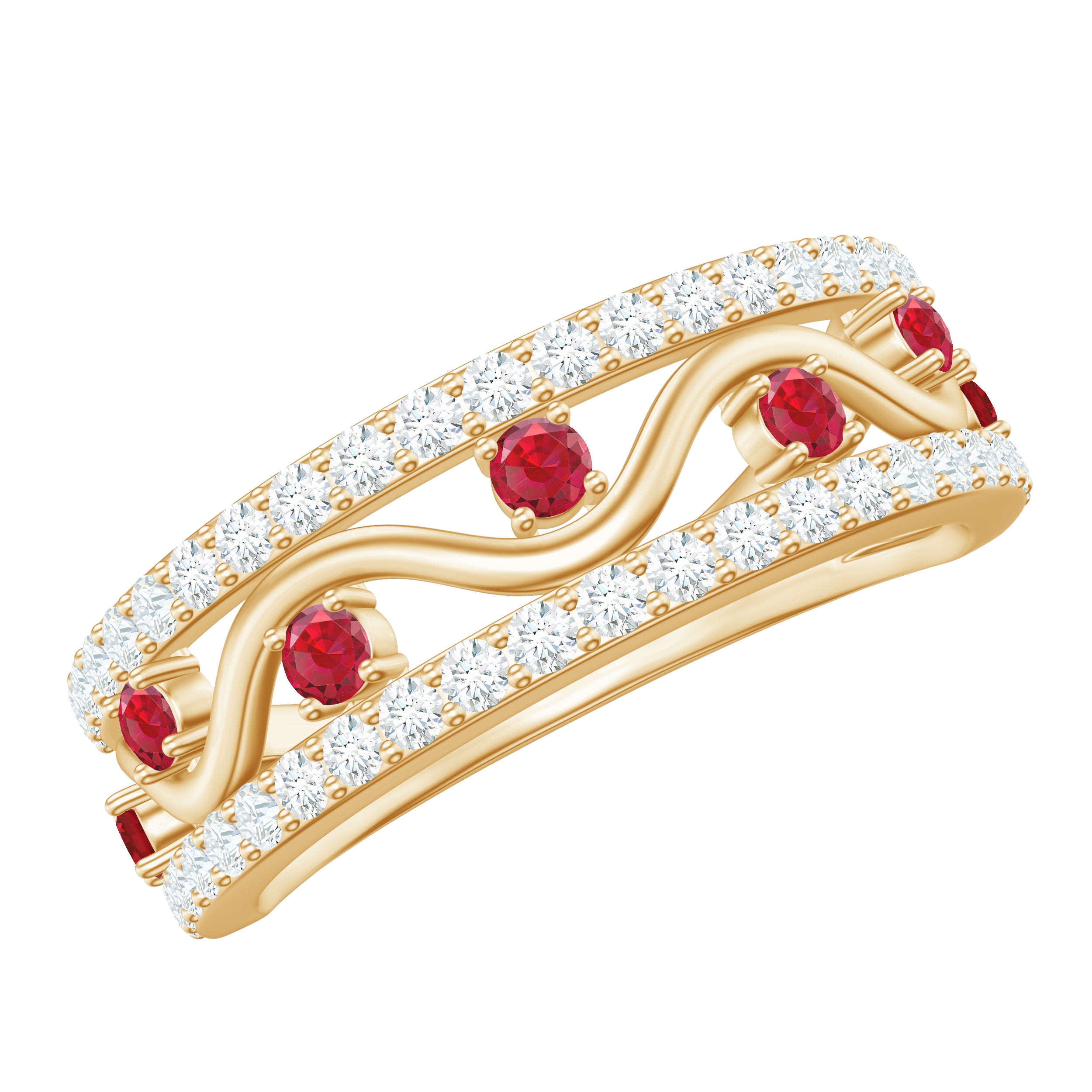 Rosec Jewels-Lab Created Ruby and Diamond Designer Anniversary Band
