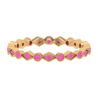 Created Pink Sapphire Stackable Eternity Ring with Beaded Shank AAAA - Rosec Jewels