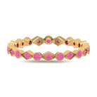 Created Pink Sapphire Stackable Eternity Ring with Beaded Shank AAAA - Rosec Jewels