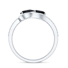 Pear Cut Black Onyx Two Stone Engagement Ring with Diamond AAA - Rosec Jewels