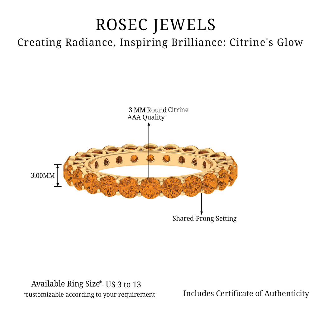 Rosec Jewels - Round Citrine Simple Full Eternity Band Ring