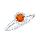 Rosec Jewels-Natural Fire Opal Promise Ring with Diamond Halo