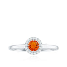 Rosec Jewels-Natural Fire Opal Promise Ring with Diamond Halo