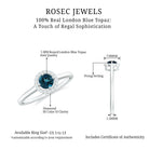 5mm London Blue Topaz Promise Ring with Diamond Halo AAA - Rosec Jewels