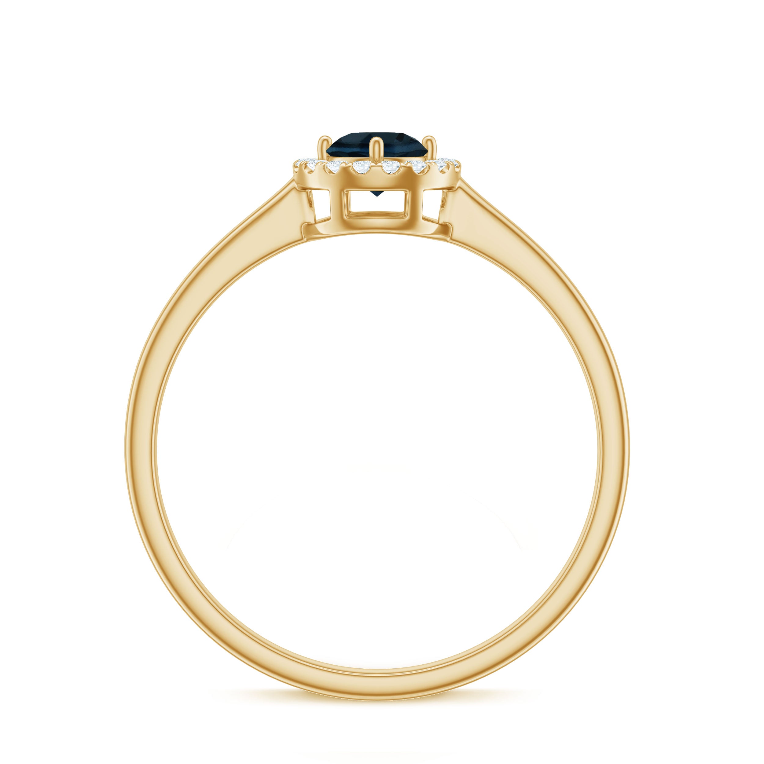 5mm London Blue Topaz Promise Ring with Diamond Halo AAA - Rosec Jewels