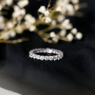 Round Cut Moissanite Simple Eternity Band Ring in Prong Setting D-VS1 - Rosec Jewels
