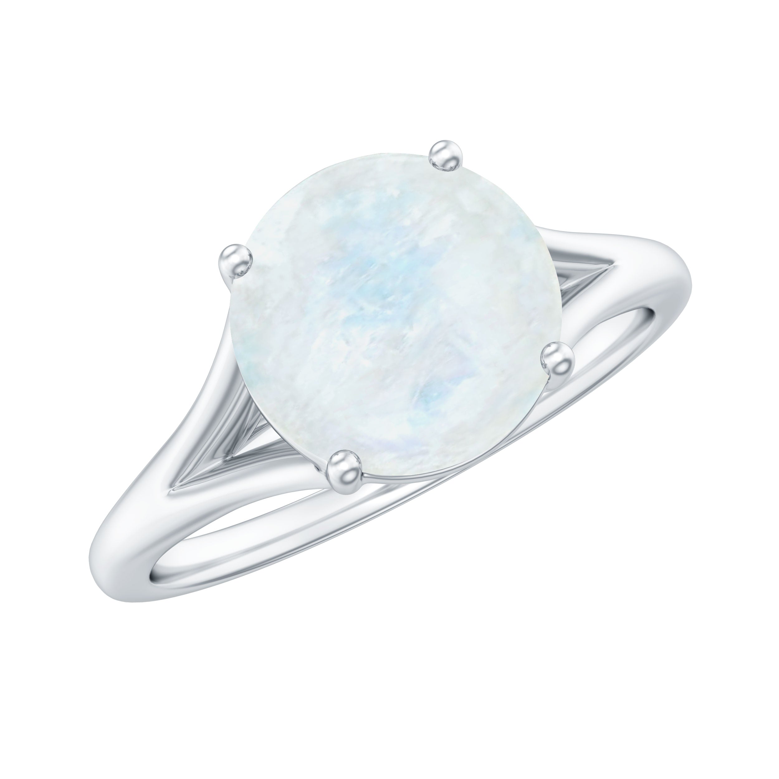 Rosec Jewels-1 CT Natural Moonstone Solitaire Ring with Surprise Diamond