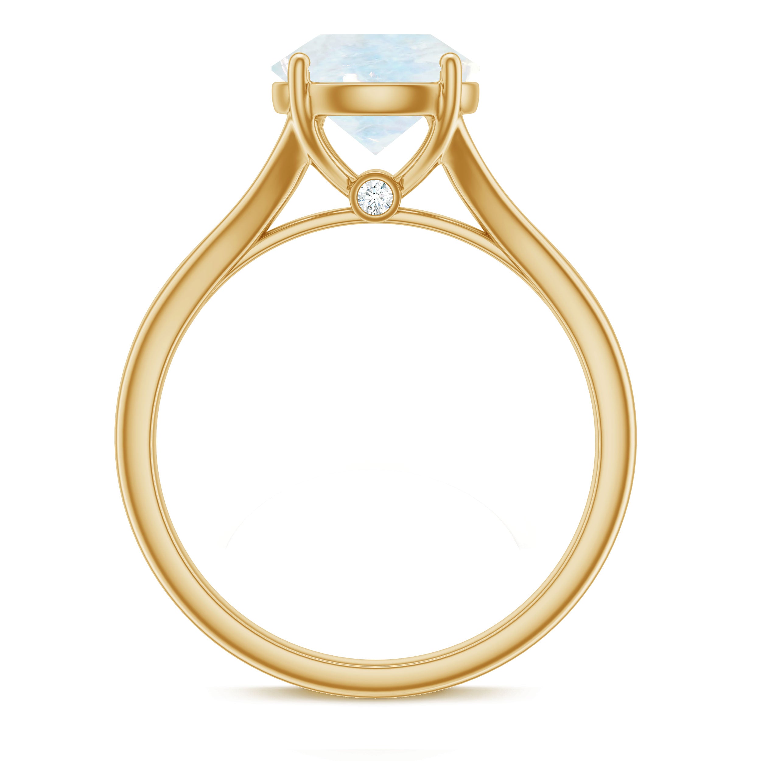 Rosec Jewels-1 CT Natural Moonstone Solitaire Ring with Surprise Diamond
