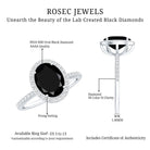 Certified 4.2 Carat Lab Grown Black and White Diamond Oval Engagement Ring with Halo AAAA ( Synthetic ) - Rosec Jewels