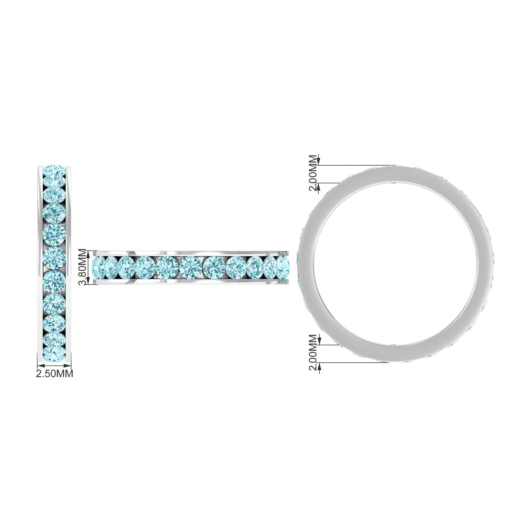 2 Carat Channel Set Aquamarine Eternity Band Ring Aquamarine - ( AAA ) - Quality - Rosec Jewels
