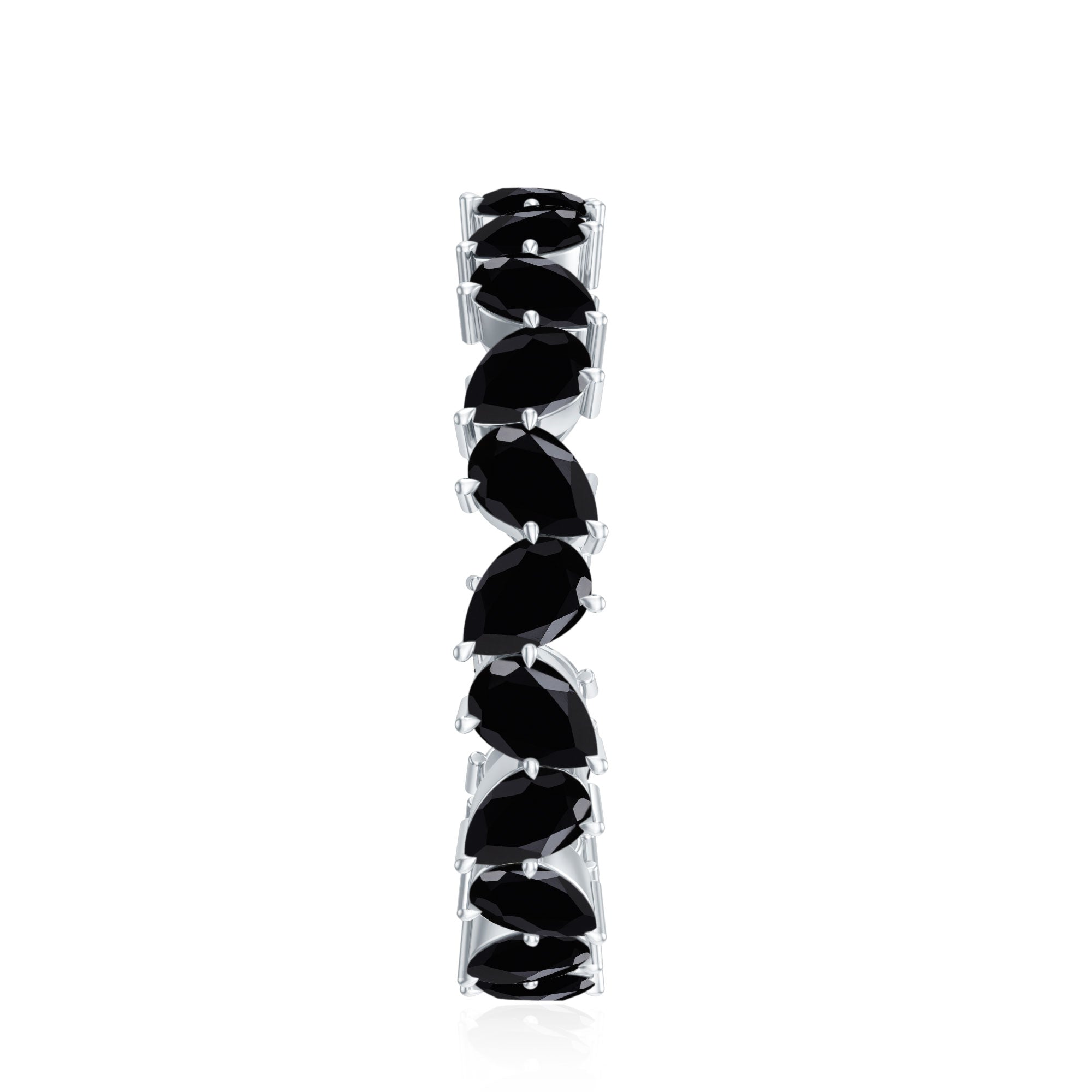 Rosec Jewels-Genuine Pear Shaped Black Onyx Stackable Wedding Band