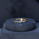 Round Aquamarine Diamond Nature Inspired Promise Ring AAA - Rosec Jewels