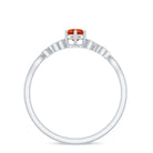 Rosec Jewels-Round Fire Opal Leaf Promise Ring with Diamond