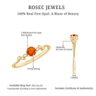 Rosec Jewels-Round Fire Opal Leaf Promise Ring with Diamond