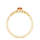 Rosec Jewels-Round Fire Opal Leaf Promise Ring with Diamond