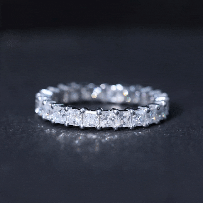 Princess Cut Certified Moissanite Full Eternity Ring Moissanite - ( D-VS1 ) - Color and Clarity - Rosec Jewels