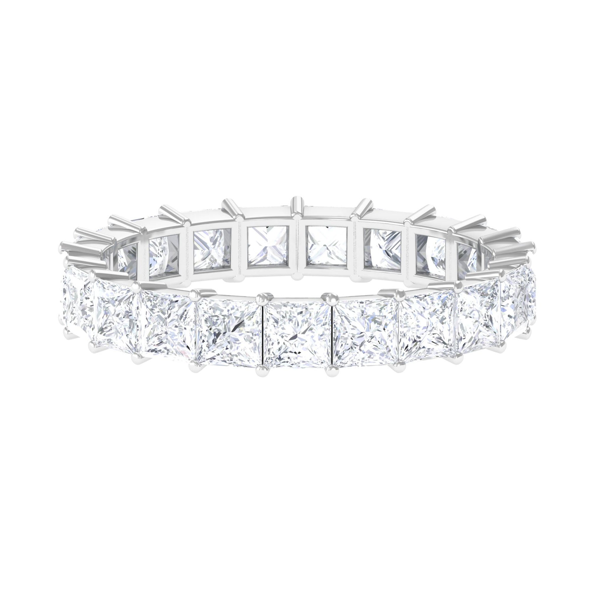Princess Cut Certified Moissanite Full Eternity Ring Moissanite - ( D-VS1 ) - Color and Clarity 92.5 Sterling Silver 11.5 - Rosec Jewels